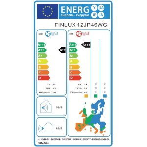 Finlux 12JP46WG , 12000 ohl/θέρμανση BTU, A+++ , Συστήματα Inverter Κλιματιστικό