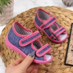 Home slippers Nazo Jr. TEX4B navy blue-pink