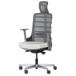  Εργονομική καρέκλα ALBERTO - λευκή,Επάνω μέρος δέρμα, Διχτυωτό-Αλουμίνιο 64εκ.x 62εκ.x 118 - 128 εκ.
