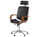 Προεδρική καρέκλα Carmen 6401 - καρυδιά - μαύρη,Υλικό PU, Ξύλο/Χρώμιο,59εκ.x 57εκ.x 115-122εκ.