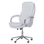 Προεδρική καρέκλα Carmen 6113-1 - λευκό,Υλικό PU/Χρώμιο,65εκ.x 68εκ.x 116-126εκ.