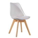 Καρέκλα GROUGH Λευκό PP/PU/Ξύλο 49x56x83cm 1τεμ