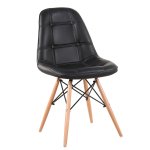 Καρέκλα ArteLibre PEEP Μαύρο PVC/Ξύλο 44x52.5x84cm 1τεμ