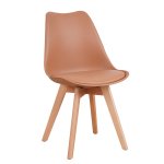 Καρέκλα ArteLibre GROUGH Cappuccino PP/PU/Ξύλο 49x56x83cm 1τεμ