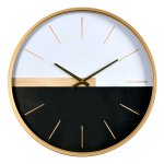 Ρολόι Τοίχου ArteLibre Μαύρο/Λευκό/Χρυσό Μέταλλο/MDF 60x60x6cm 1τεμ