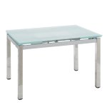 Τραπέζι Επεκτεινόμενο ArteLibre BOTEV Αμμοβολή/Χρώμιο Γυαλί/Μέταλλο 110+60x74x75cm 1τεμ