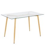 Τραπέζι ArteLibre LAKI Dυσικό Διάφανο/Φυσικό Γυαλί/Μέταλλο 120x90x75cm 1τεμ