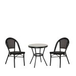 Σετ Τραπεζαρία Κήπου ArteLibre BURUNDI Μαύρο Αλουμίνιο/Γυαλί Με 2 Καρέκλες 14990235 1τεμ