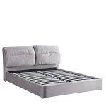 Κρεβάτι Διπλό ArteLibre ACAENA Γκρι Βελούδο (Στρώμα 160x200cm) 1τεμ
