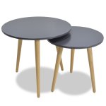 Βοηθητικά τραπέζια σαλονιού SMITH pakoworld σετ 2τμχ χρώμα ανθρακί ματ-φυσικό 1τεμ