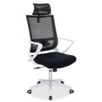 Καρέκλα γραφείου διευθυντή Batman pakoworld με ύφασμα mesh μαύρο - λευκό πλαίσιο 1τεμ