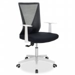 Καρέκλα γραφείου διευθυντή Ghost pakoworld με ύφασμα mesh χρώμα μαύρο - λευκό πλαίσιο 1τεμ