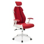 Καρέκλα γραφείου διευθυντή MOMENTUM Bucket pakoworld κόκκινο υφάσμα Mesh-πλάτη pu λευκό 1τεμ