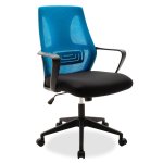 Καρέκλα γραφείου εργασίας Maestro pakoworld με ύφασμα mesh χρώμα μαύρο-μπλε 1τεμ