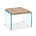 Βοηθητικό τραπέζι σαλονιού Brooklyn pakoworld γυαλί 12mm - MDF sonoma 55x55x40εκ 1τεμ