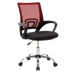 Καρέκλα γραφείου εργασίας Berto pakoworld με ύφασμα mesh χρώμα μαύρο-κόκκινο 1τεμ