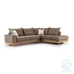Γωνιακός καναπές αριστερή γωνία Luxury II pakoworld ύφασμα mocha-cream 290x235x95εκ 1τεμ