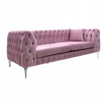 Kαναπές Irina pakoworld 3θέσιος τύπου Chesterfield βελούδο ροζ 206x86x82εκ 1τεμ