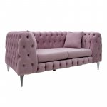 Kαναπές Irina pakoworld 2θέσιος τύπου Chesterfield βελούδο ροζ 170x86x82εκ 1τεμ