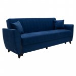 Kαναπές κρεβάτι Kiren pakoworld 3θέσιος βελούδο μπλε 222x80x85εκ 1τεμ
