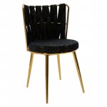 Καρέκλα Adele pakoworld ύφασμα μαύρο χρυσό antique-χρυσό πόδι 1τεμ