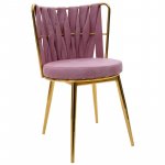 Καρέκλα Adele pakoworld βελούδο ροζ-χρυσό πόδι 1τεμ