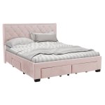 Κρεβάτι Blanca pakoworld διπλό βελούδο ροζ αποθηκευτικός χώρος 160x200εκ 1τεμ
