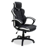 Καρέκλα γραφείου εργασίας GARMIN - Bucket pakoworld PU μαύρο-λευκό 1τεμ