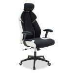 Καρέκλα γραφείου διευθυντή MOMENTUM Bucket pakoworld μαύρο υφάσμα Mesh-πλάτη pu λευκό 1τεμ