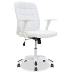 Καρέκλα γραφείου εργασίας ARIEL pakoworld τεχνόδερμα λευκό 1τεμ