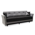 Kαναπές κρεβάτι Diego pakoworld 3θέσιος ύφασμα μαύρο-γκρι 220x85x89εκ 1τεμ