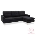 Γωνιακός καναπές Ballon pakoworld αναστρέψιμος υφασμάτινος χρώμα μαύρο 218x135x83,5εκ 1τεμ