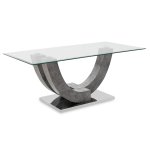 Τραπέζι σαλονιού Dunk pakoworld με γυαλί χρώμα ποδιών γκρι cement 120x60x48εκ 1τεμ