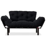 Καναπές κρεβάτι PWF-0018 pakoworld 2θέσιος με ύφασμα χρώμα μαύρο 155x73x85cm 1τεμ