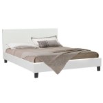 Κρεβάτι Nevil pakoworld διπλό 150x200 PU χρώμα λευκό ματ 1τεμ