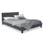 Κρεβάτι Nevil pakoworld διπλό 150x200 με ύφασμα χρώμα ανθρακί 1τεμ