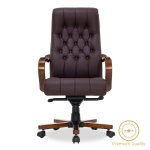 Καρέκλα γραφείου διευθυντή President pakoworld Premium Quality ξύλο-σκούρο καφέ τεχνόδερμα 1τεμ