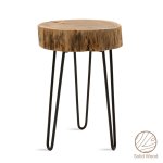 Βοηθητικό τραπέζι σαλονιού Tripp pakoworld μασίφ ξύλο 6,5-7εκ καρυδί-πόδι μαύρο 32x30x47εκ 1τεμ