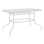 Τραπέζι Valor pakoworld μέταλλο λευκό-γυαλί 120x70x70εκ 1τεμ
