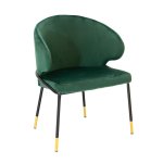Καρέκλα Nalu pakoworld βελούδο σκούρο πράσινο-μαύρο χρυσό πόδι 1τεμ