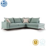 Γωνιακός καναπές αριστερή γωνία Romantic pakoworld ύφασμα ciel-cream 290x235x95εκ 1τεμ