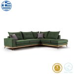 Γωνιακός καναπές αριστερή γωνία Luxury II pakoworld ύφασμα κυπαρισσί-ανθρακί 290x235x95εκ 1τεμ