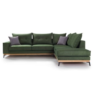 Γωνιακός καναπές αριστερή γωνία Luxury II pakoworld ύφασμα κυπαρισσί-ανθρακί 290x235x95εκ 1τεμ