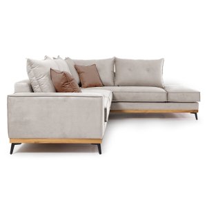 Γωνιακός καναπές αριστερή γωνία Luxury II pakoworld ύφασμα cream-mocha 290x235x95εκ 1τεμ