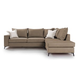 Γωνιακός καναπές αριστερή γωνία Romantic pakoworld ύφασμα mocha-cream 290x235x95εκ 1τεμ