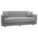 Kαναπές κρεβάτι Meredith pakoworld 3θέσιος βελούδο ανοιχτό γκρι 210x86x78εκ 1τεμ