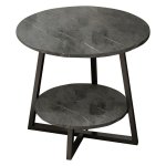 Τραπέζι σαλονιού Rota MDF ανθρακί μαρμάρου-μαύρο Φ60x60cm 1τεμ