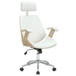 Καρέκλα γραφείου διευθυντή Fern pakoworld PU λευκό-ξύλο φυσικό 1τεμ