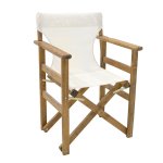 Καρέκλα-πολυθρόνα σκηνοθέτη Retto pakoworld μασίφ ξύλο οξιάς καρυδί-πανί λευκό 1τεμ