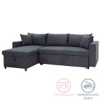Γωνιακός καναπές-κρεβάτι αναστρέψιμος Lilian pakoworld ανθρακί 225x148x81εκ 1τεμ